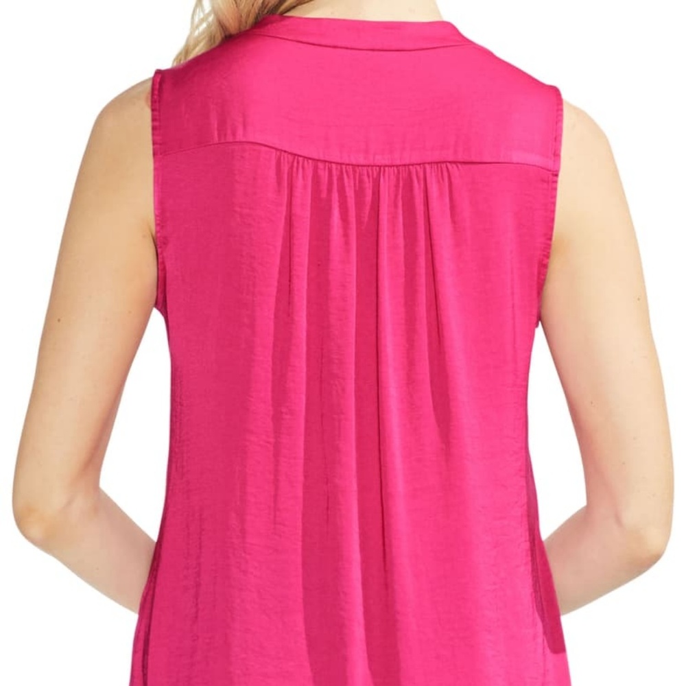 VINCE CAMUTO Rumpled Satin Pink Flame Blouse NWT - Picture 3 of 4
